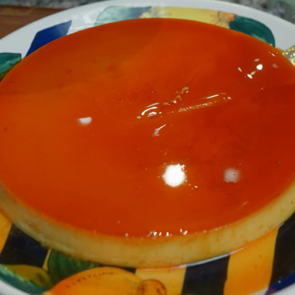 Dominican flan de caramelo with creamy vanilla custard and homemade caramel sauce