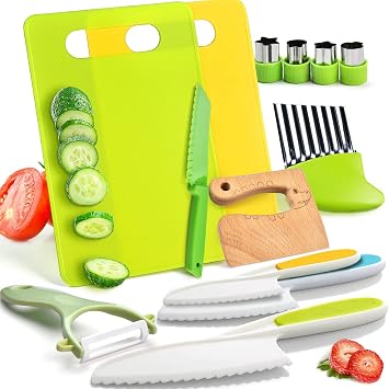 Child-sized kitchen tools for supervised toddler food preparation