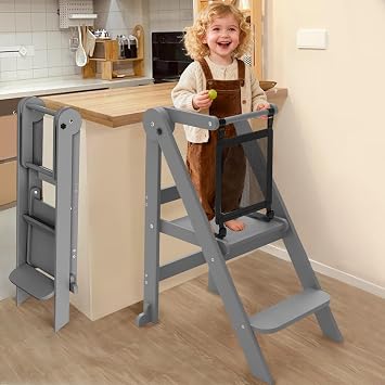 Wooden learning tower for toddler kitchen and practical-life activities